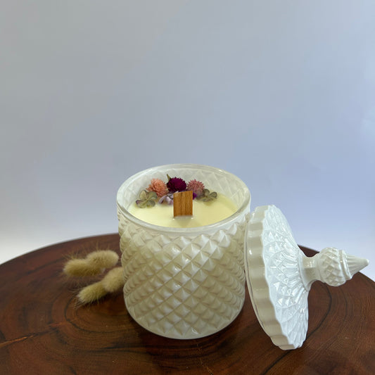 Vintage Geo Jar - White
